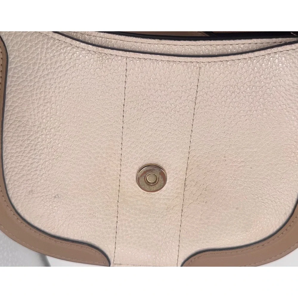 Coach Georgie Saddle Bag Colorblock Leather Crossbody Taupe Pink Cream C3593